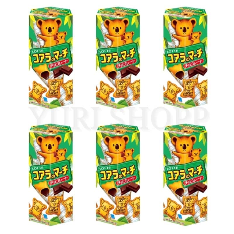 Kit 6 Biscoitos Koala Sabor Chocolate 37gr Lotte Importado Doce Japonês