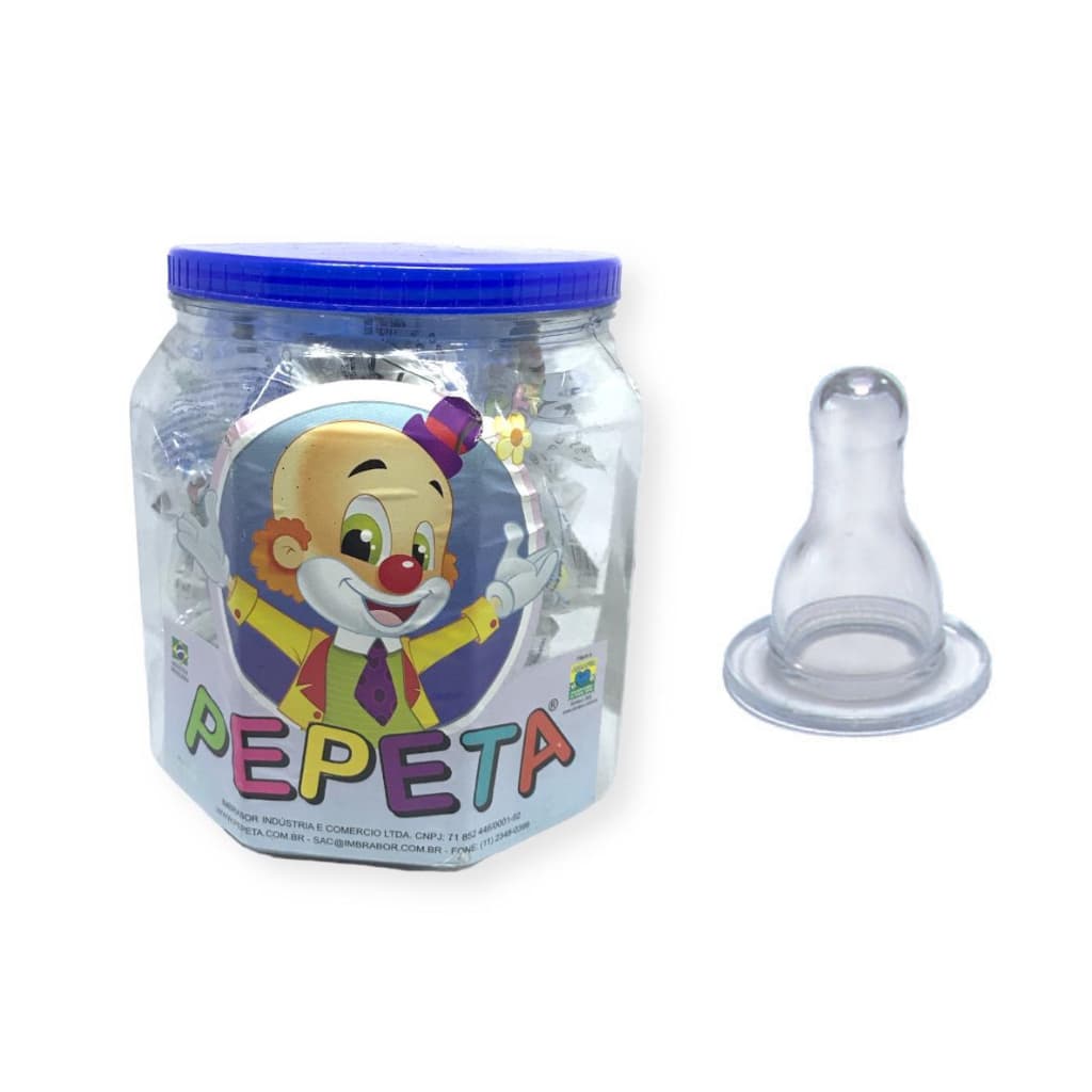 Bico de mamadeira Redondo Silicone Pepeta + Pote C/25 unidades