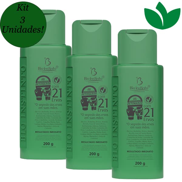 Kit 3 Unidades Gel Com 21 Ervas 200g Bio Instinto
