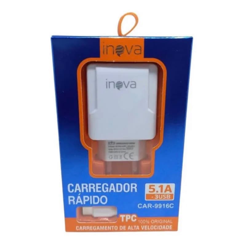 Carregador Turbo Rápido INOVA ORIGINAL Celular Smartphone 5.1A Tipo C NoBrand