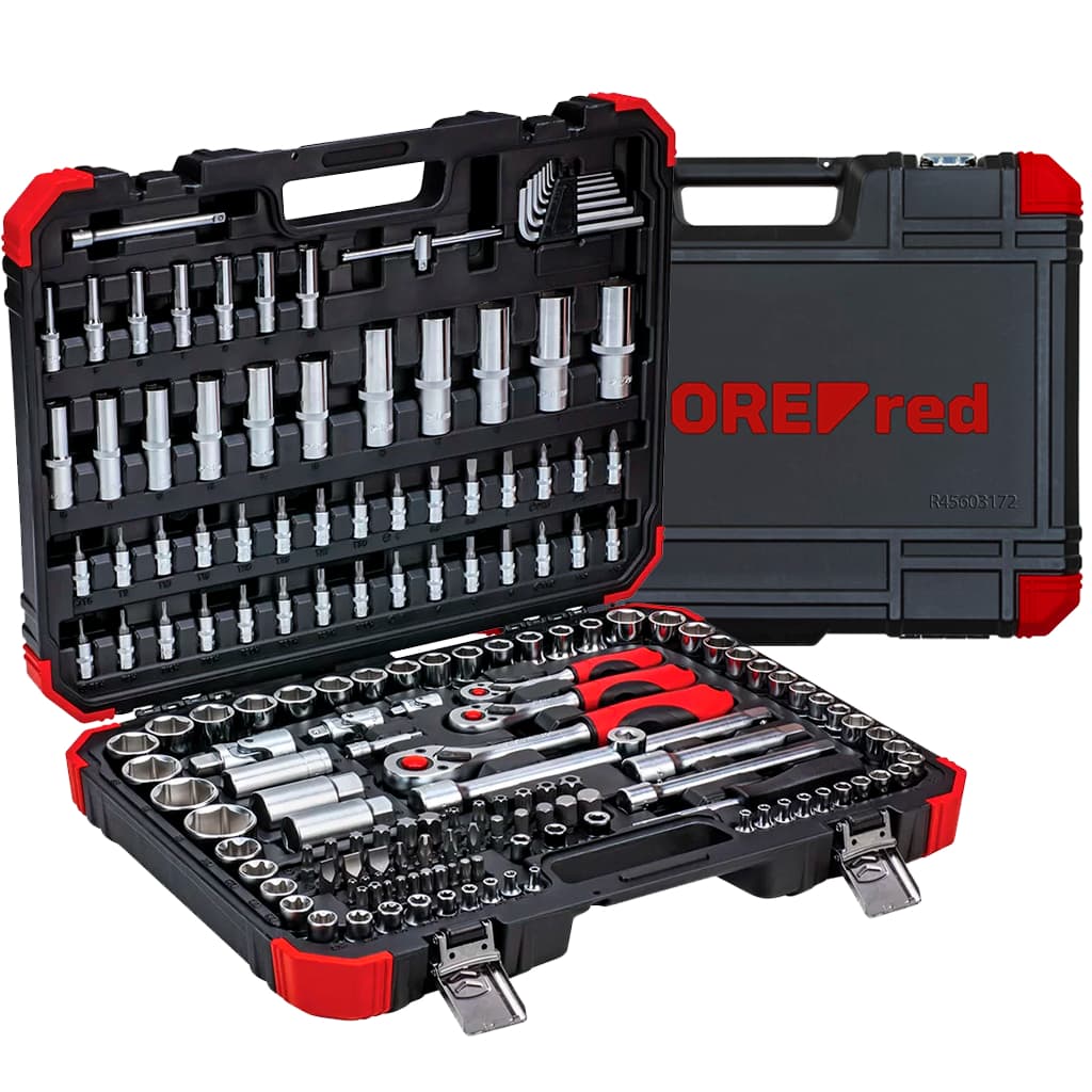 Kit Jogo Soquetes GEDORE RED 1/4, 3/8, 1/2 Sextavado + Chave Catraca 172 Pçs Profissional R45603172