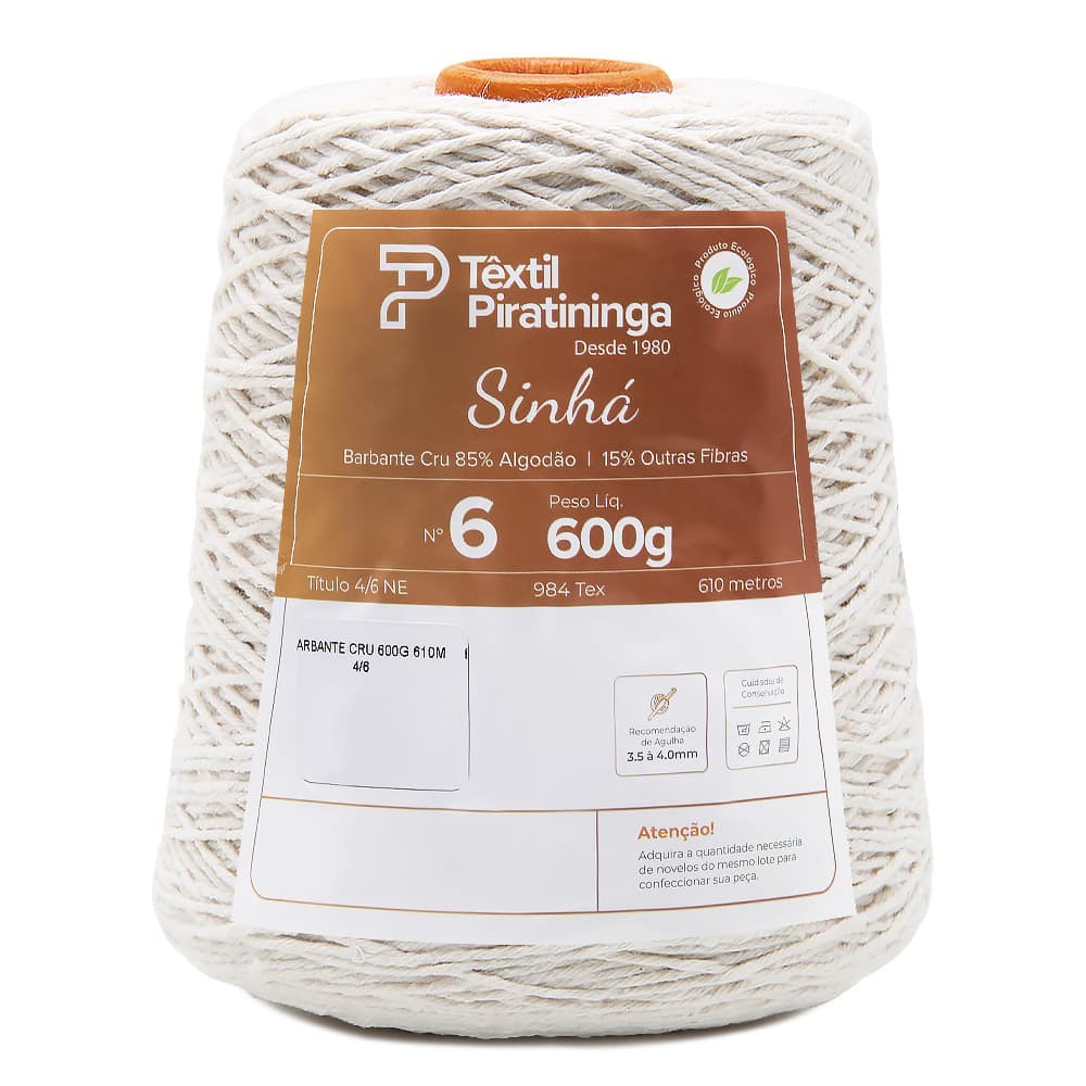 Barbante para Crochê Número 6 Cru Têxtil Piratininga 600g