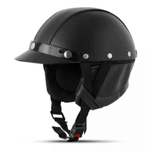 Capacete Coquinho Couro Moto Bike Chopper Custom Para Bike Eletrica Moto Patinete Tricilo  Pro Tork Aberto Com Pala