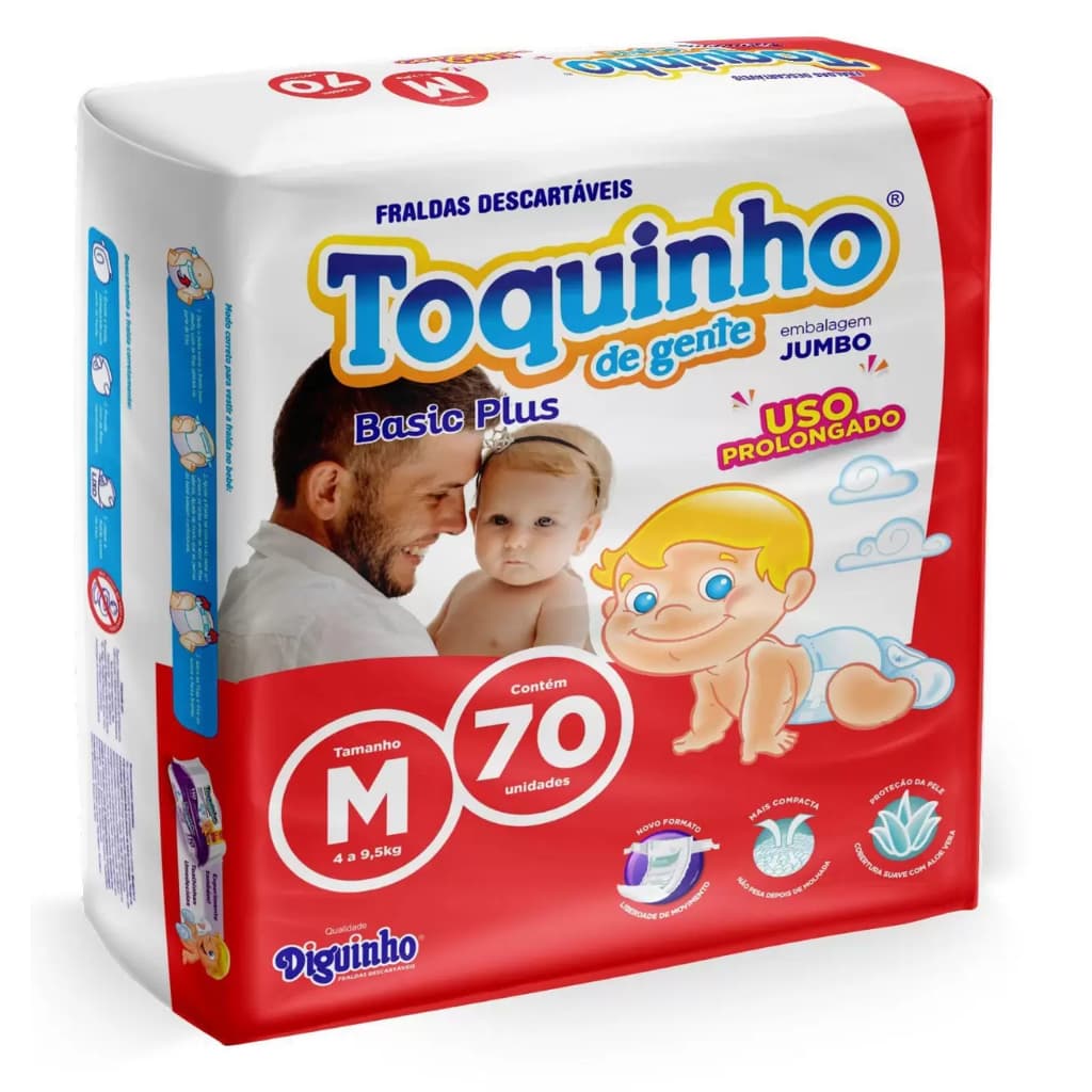 Fralda Descartável Toquinho de Gente - Promoção - Basic Plus - Tamanho M - 70 Unidades