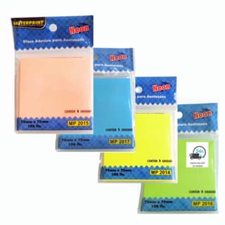 Bloco Adesivo Neon Com 100 Folhas Diversas Cores Para Recado Anotações MasterPrint
