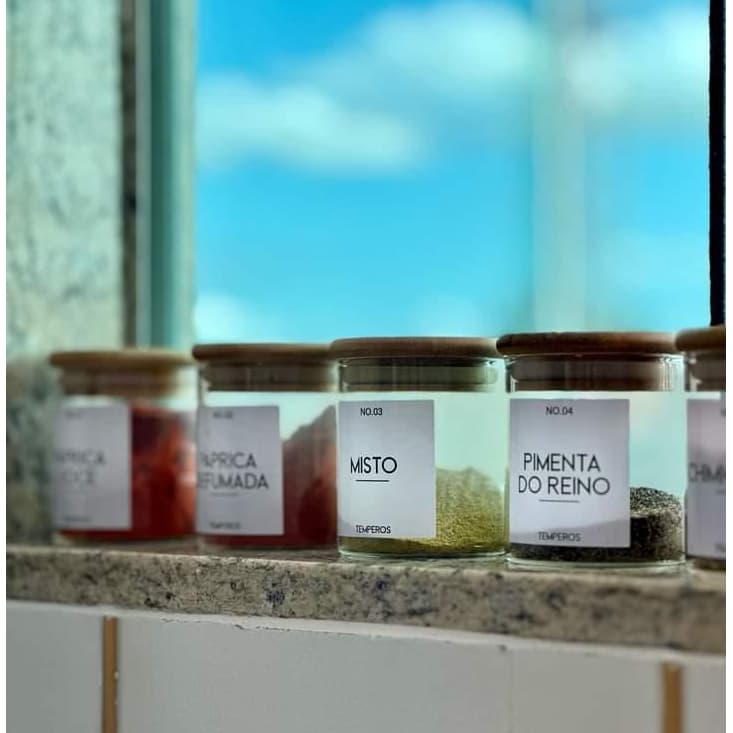 Kit 50 rótulos para tempero/condimento | Adesivo para pote de tempero | Etiqueta adesiva para tempero à prova d'água