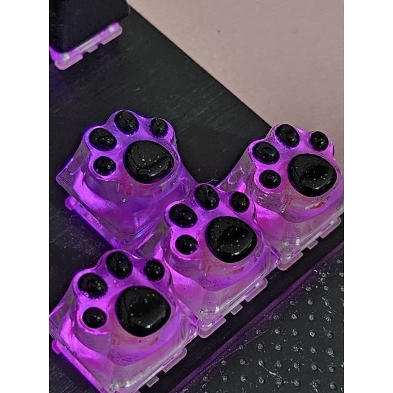 Keycaps de patinhas kit 4 teclas para teclado mecânico preto com transparente