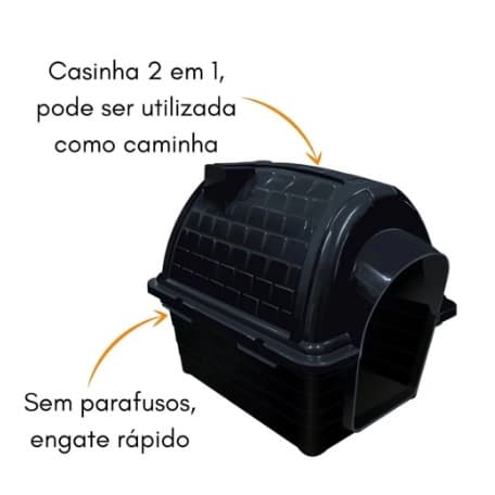 Casinha de Cachorro Casa Pet Cães Raças Pequenas e Médias Iglu Preta Furacão Pet