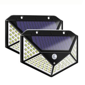 2 LumináRia Solar 100 Led Com Sensor Jardim Prova D'água