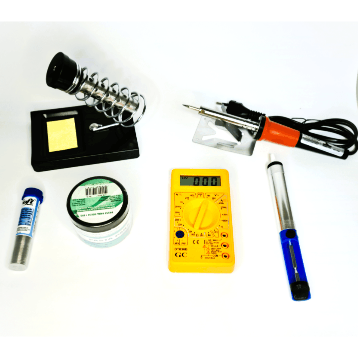Kit completo de solda Ferro de Solda 40w 220V Multímetro Digital + sugador pasta + estanho 25G