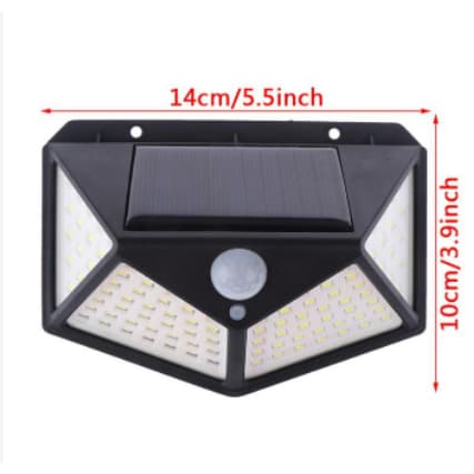 KIT 4 Luminária Solar 100 Led Com Sensor Jardim Prova D'Água Led Solar