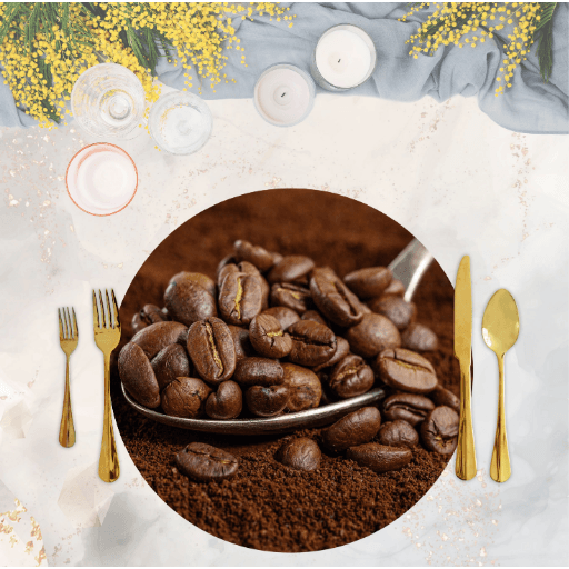 Jogo Capas Para Sousplat Em Tecido - Grãos e pó de café  4 peças