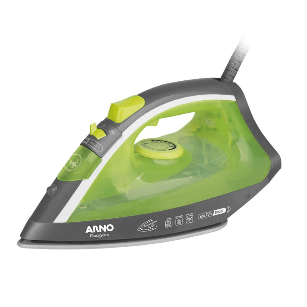 Ferro de Passar a Vapor Base Cerâmica com Spray Arno Ecogliss FEC1 Verde