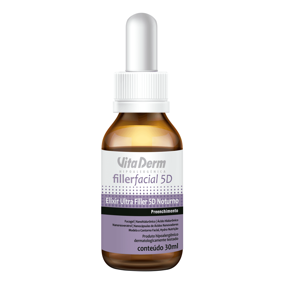 Vita Derm Elixir Ultra Filler 5d Noturno 30ml Anti idade Rejuvenescimento Serum Facial