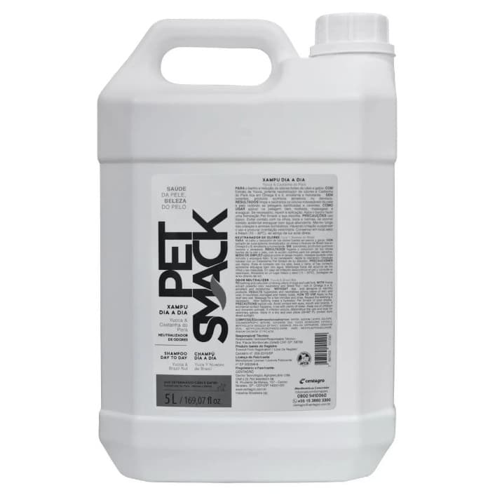 Pet Smack Dia a Dia Shampoo 5L Eliminador de Odores para Cães Centagro