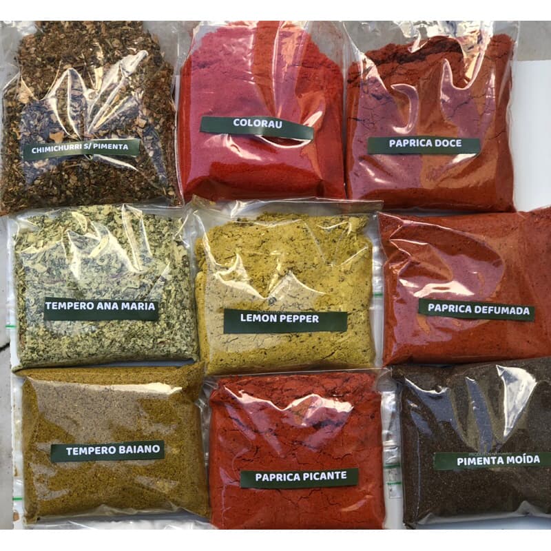 Kit com 10 Sachês de Temperos e Condimentos LEMON PEPPER 30G + OREGANO 10G +CALDO GALINHA 40G +CALDO DE CARNE 40G+ ETC..