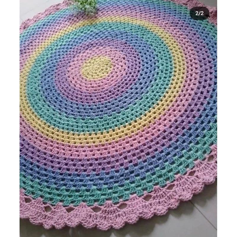 Tapetes redondos de crochê em barbante grande para sala ou quarto vários modelos e cores