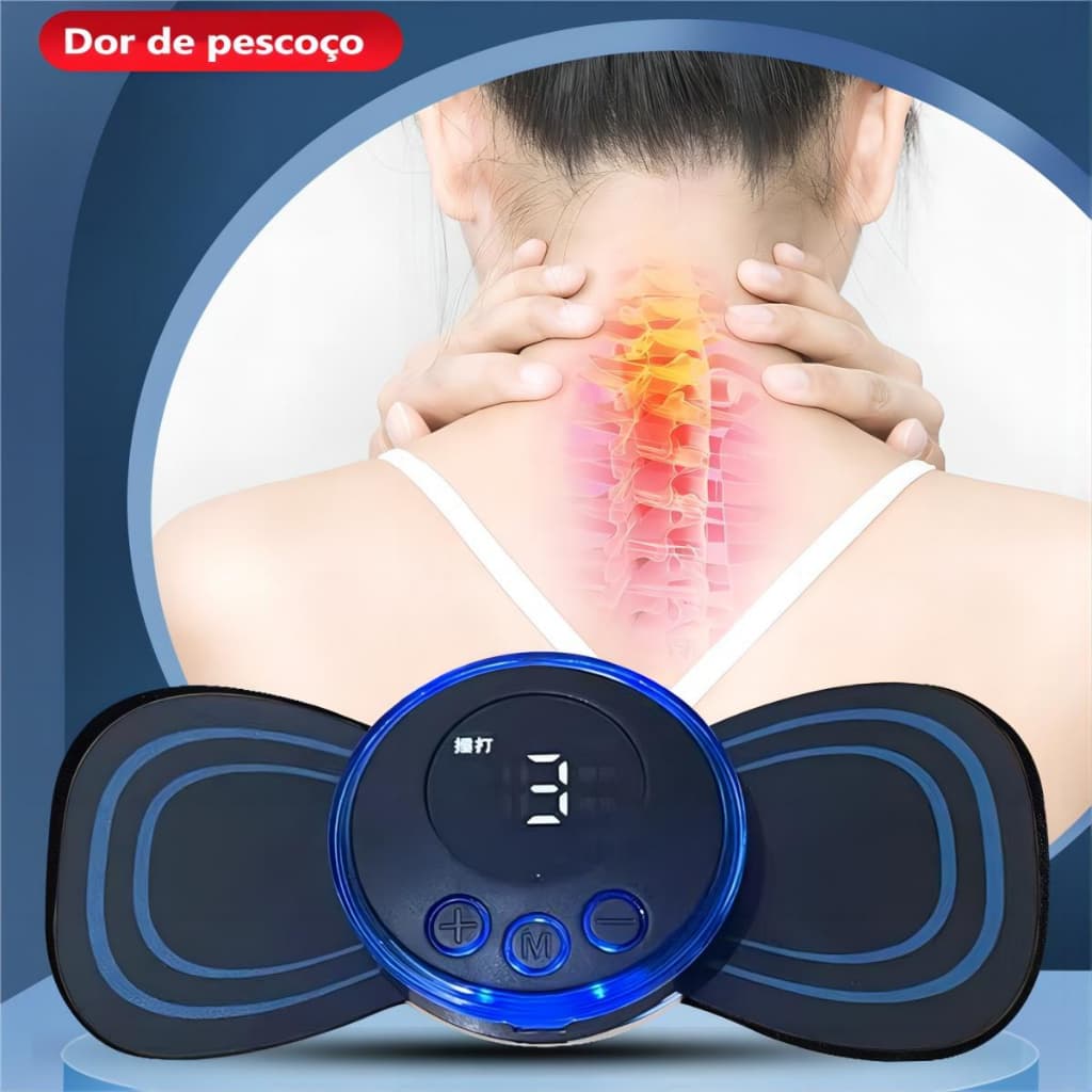 Mini Massageador Elétrico Portátil Recarregável Cervical EMS Alivia Dores Corpo Pescoço Ombro Muscular