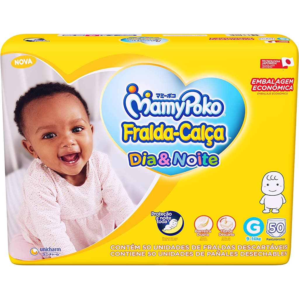Fralda Calça Descartável Dia&Noite Mamypoko M 58 Uni/ G 50 Unidades / XG 42 Unidades