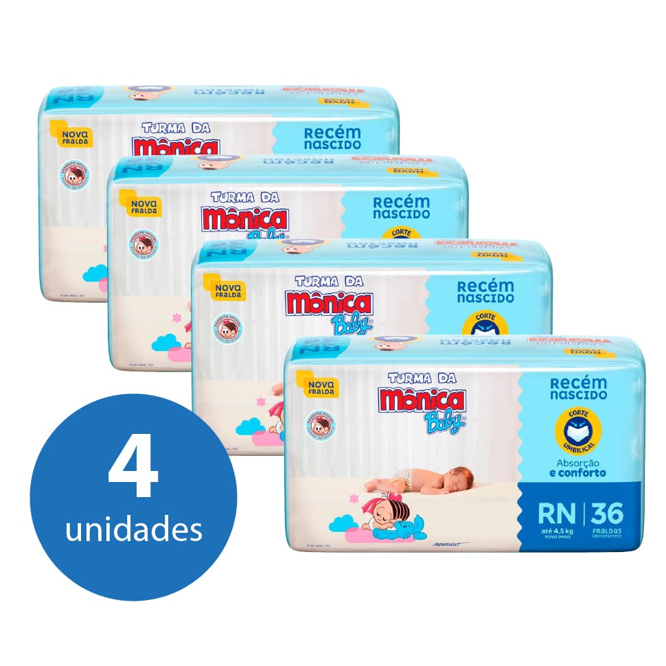 KIT Fralda Turma da Mônica RN - 144 Unidades