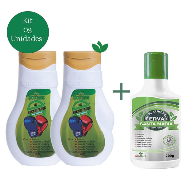 Kit Com 2 Gel Nocauteador 200g Dokmos + 1 Gel Santa Maria 200g Mix Flora