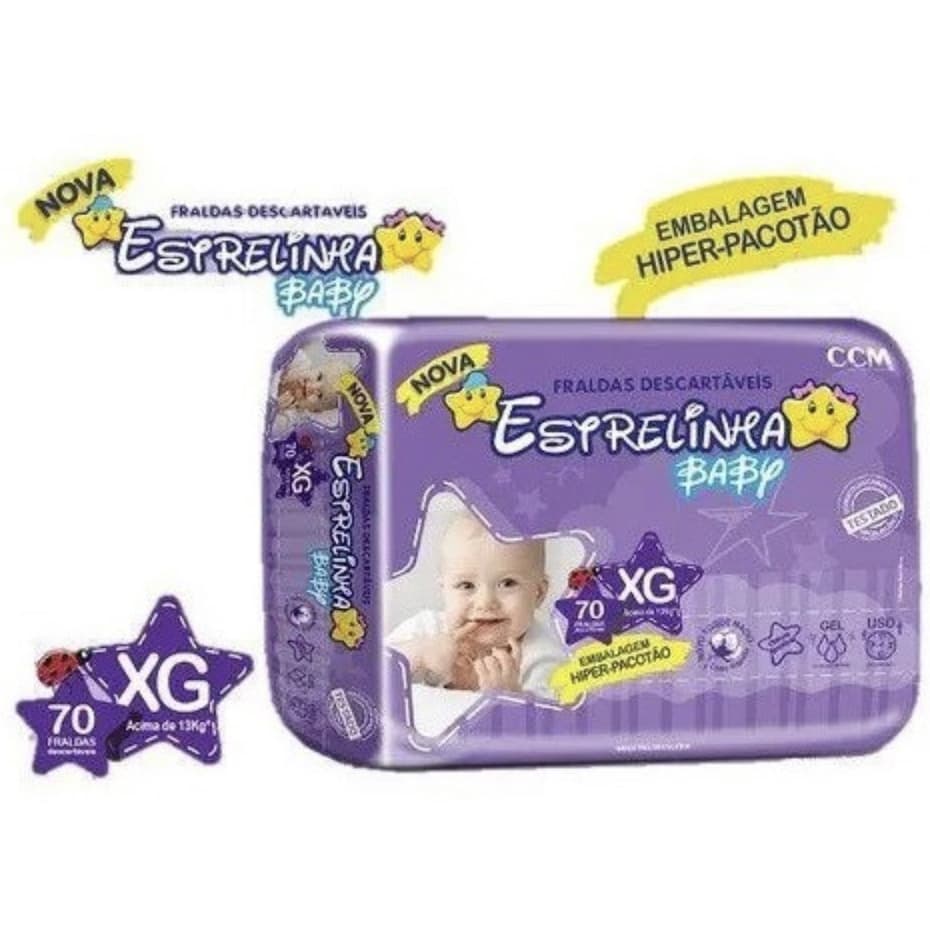 FRALDA DESCARTAVEL INFANTIL BARATA ESTRELINHA IDEAL PARA ESCOLINHA XG