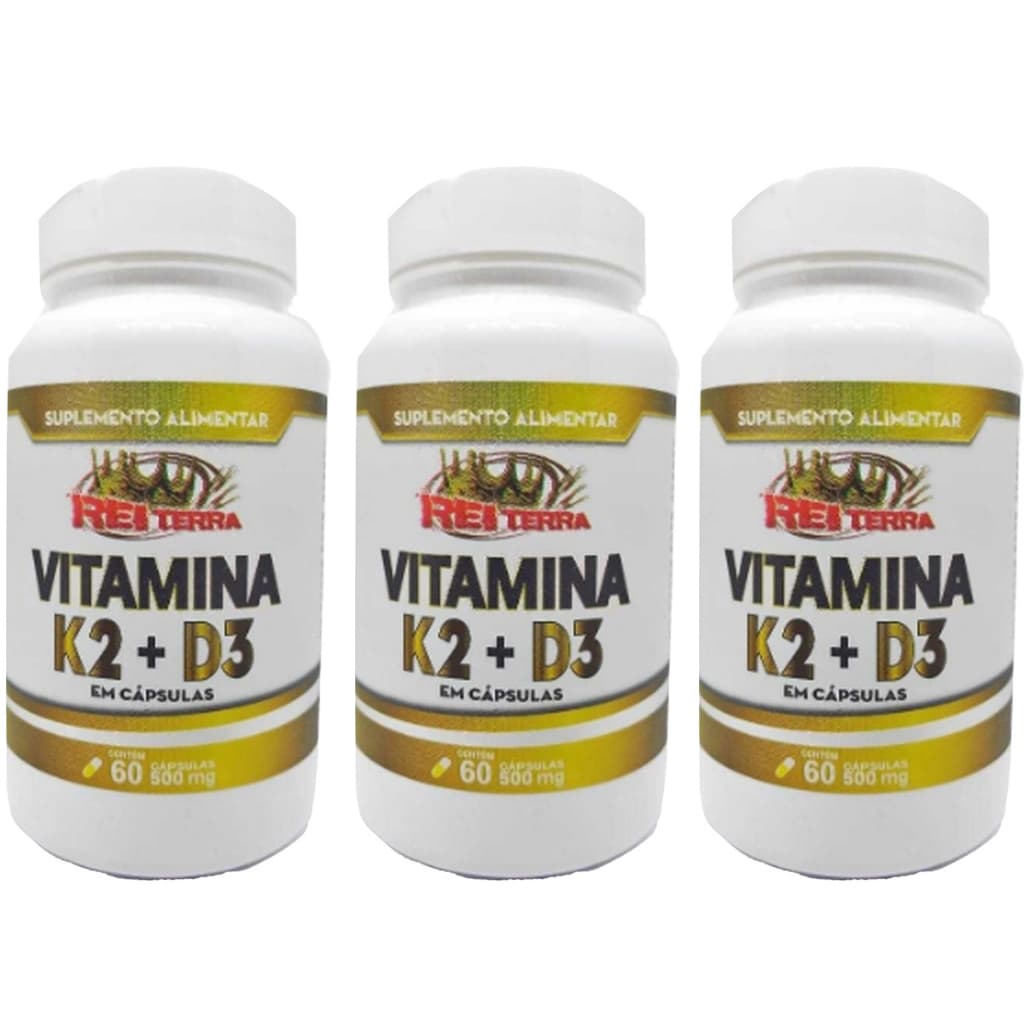 3x Vitamina K2 Mk7 + Vitamina D3 60 Caps 500mg