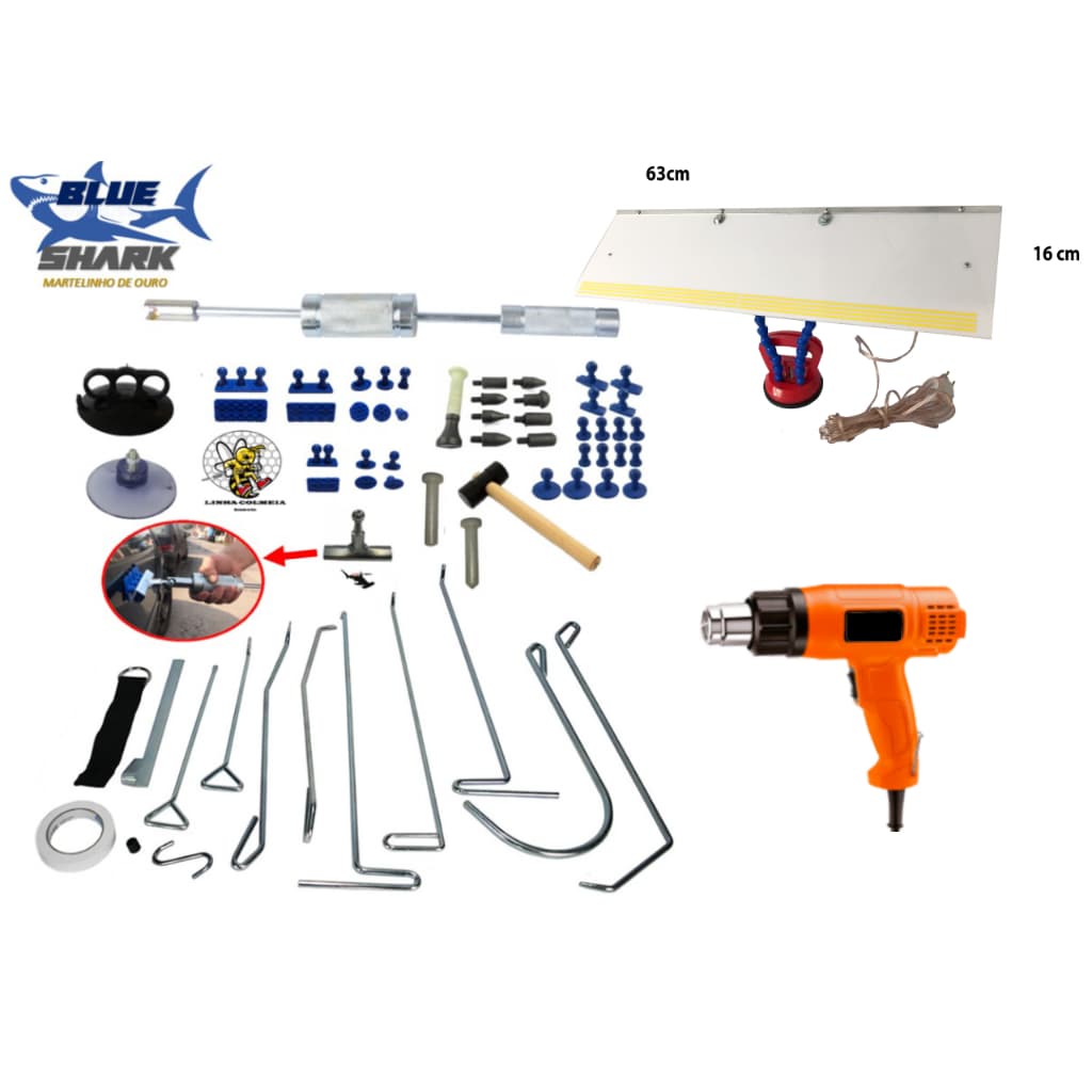 Kit Blue Shark + LUMINÁRIA LED e SOPRADOR TÉRMICO!! - KIT MARTELINHO DE OURO PROFISSIONAL COMPLETO