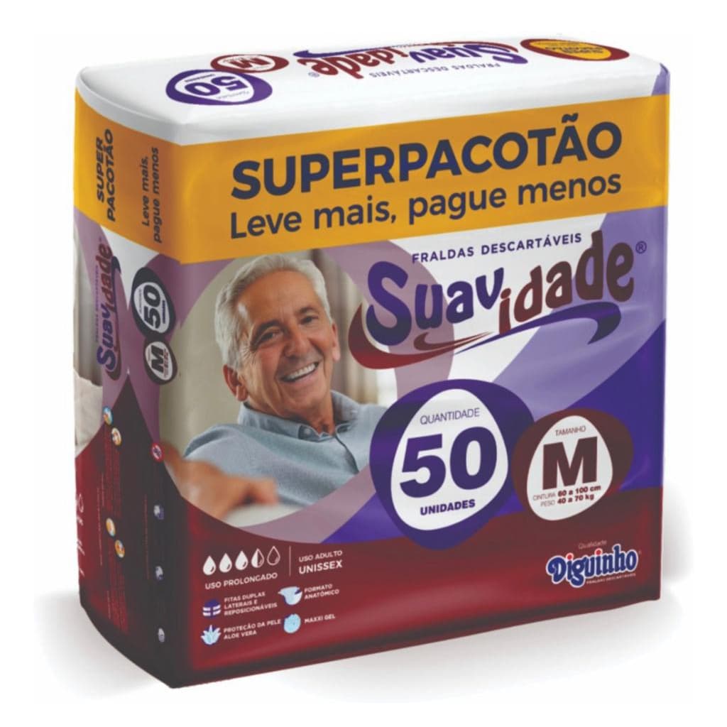 Fralda Suavidade Com 50 Unidades NOTURNA TOP DE LINHA