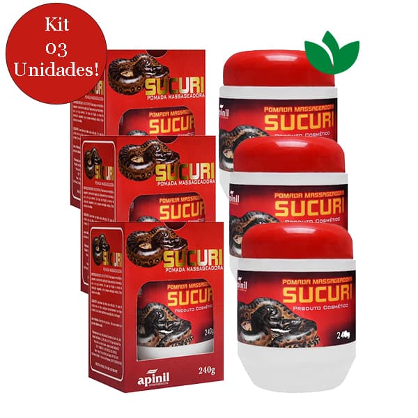 Kit Com 3 Unidades Pomada Massageadora Sucuri 240g Apinil Cosméticos