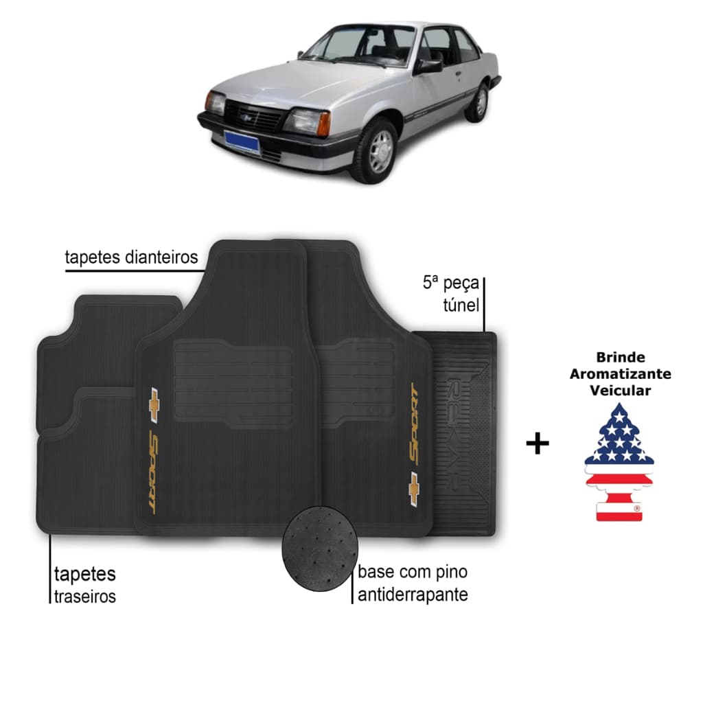 Tapete de Carro Monza Chevrolet Automotivo Borracha + Aromatizante