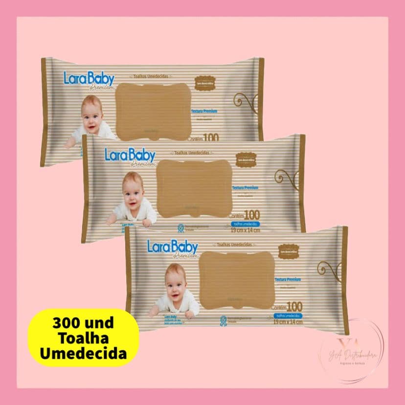 Kit 3 Pacotes Toalhas Umedecidas Lara Baby Premium C/100 und - 300 und