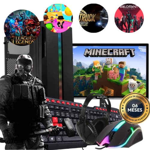 Pc gamer Completo com Monitor e placa de video + 8GB Ram + 120GB Ssd + Kit Gamer e wifi - Garantia -