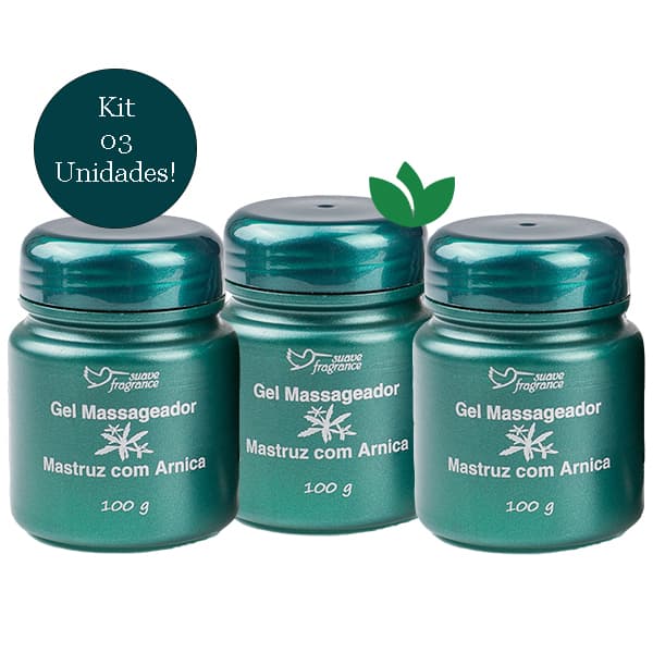 Kit Com 3 Unidades Gel Massageador Mastruz com Arnica 100g Suave Fragrance