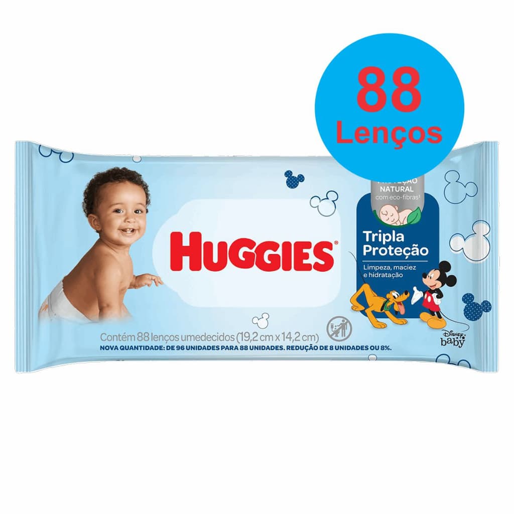 Toalha Lenço Umedecido Huggies Tripla Proteção 88 Unidades