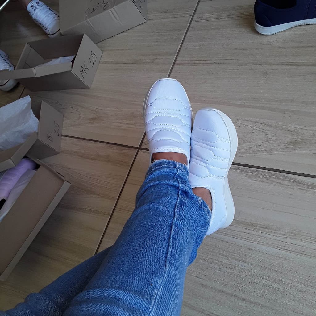 Tênis Feminino Branco Para Enfermagem Confortável Sapato Branco Para Enfermagem Medicina Farmácia