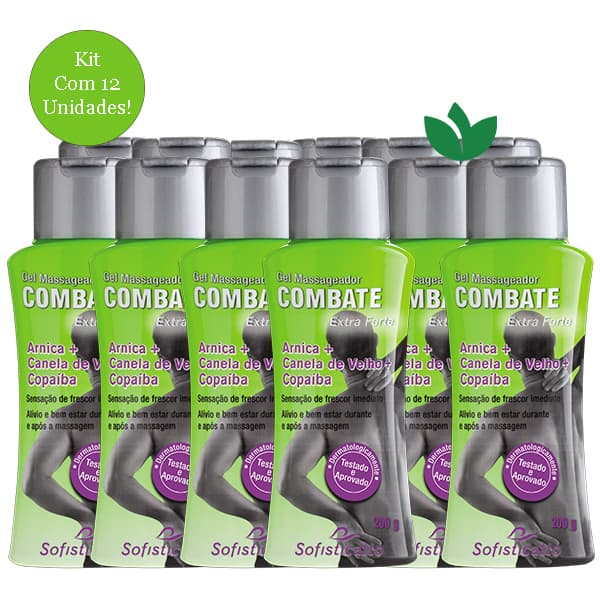 Kit Com 12 Unidades Gel Massageador Combate Canela de Velho + Copaíba 200g Sofisticatto