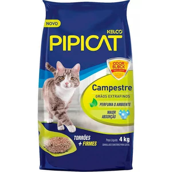 Areia Sanitária Kelco Pipicat Campestre Para Gatos - 4 kg