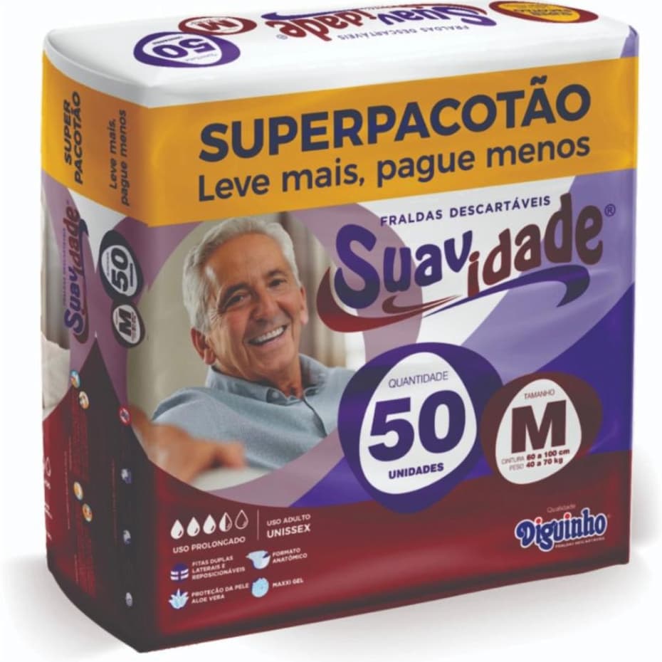 Fralda Suavidade Noturna Com 50 Unidades segura noite toda