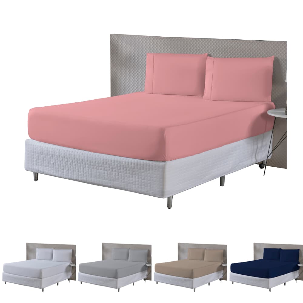 Jogo de Lençol Casal Queen 3pc Cama Casal Percal 400 Fios