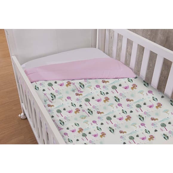 Edredom berço de bebe safari rosa zoologico 100% algodao macio e confortavél Enxoval Berço menina rosa
