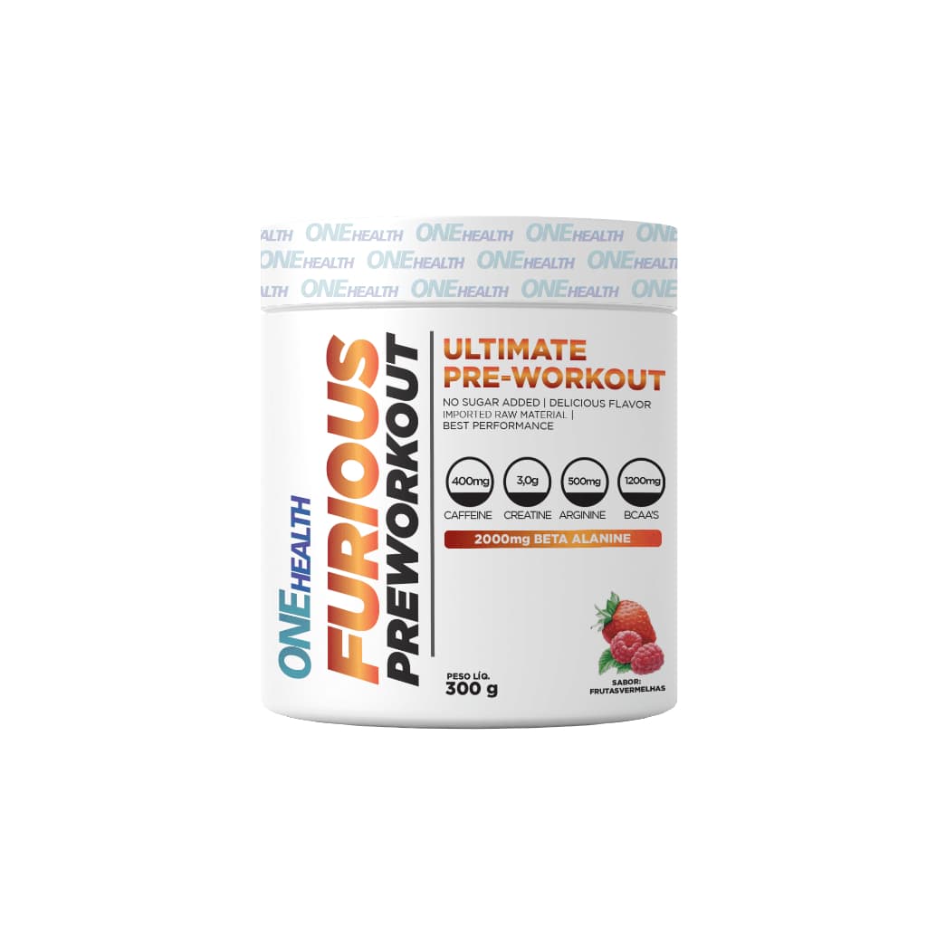 Pré Treino Furious com Creatina, Cafeína, Arginina e Beta Alanina, pote de 300g