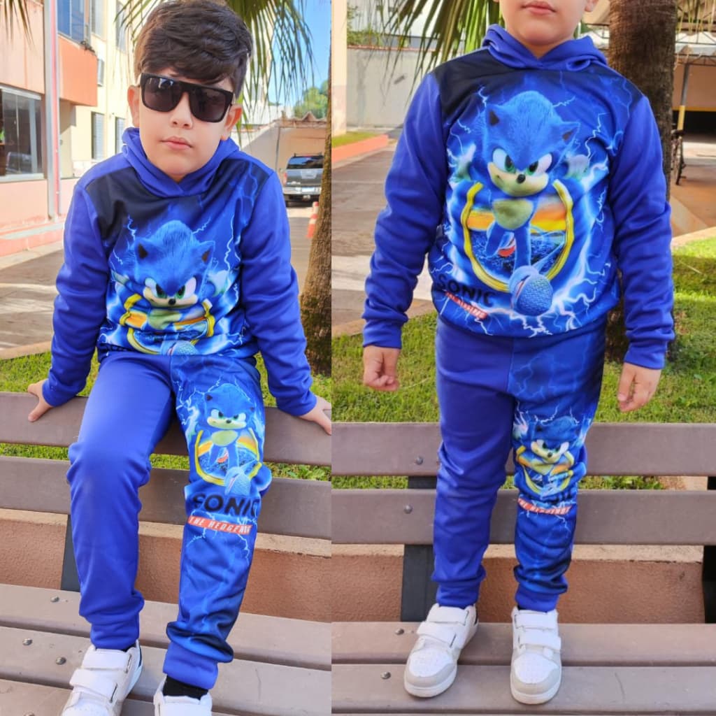 Conjunto de Moletom infantil do Sonic