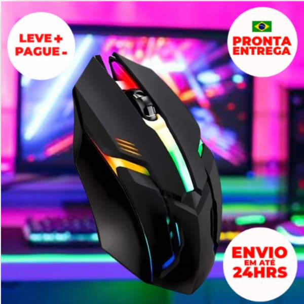 Mouse Gamer Com Iluminação Led Rgb 1200 Dpi USB Pc e Notebook