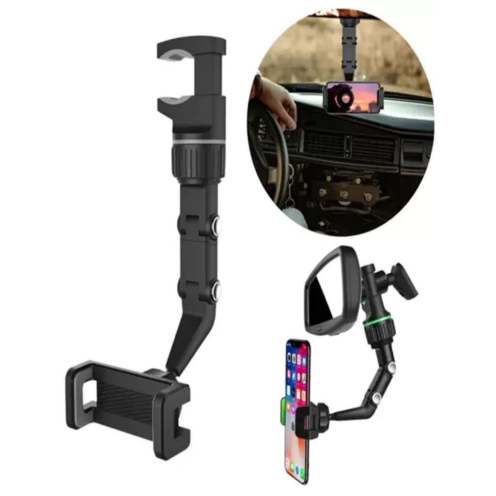 TOP ASIA Novo suporte de telefone para espelho retrovisor de 360° para montagem multifuncional no carro e suporte para GPS Suporte giratório universal