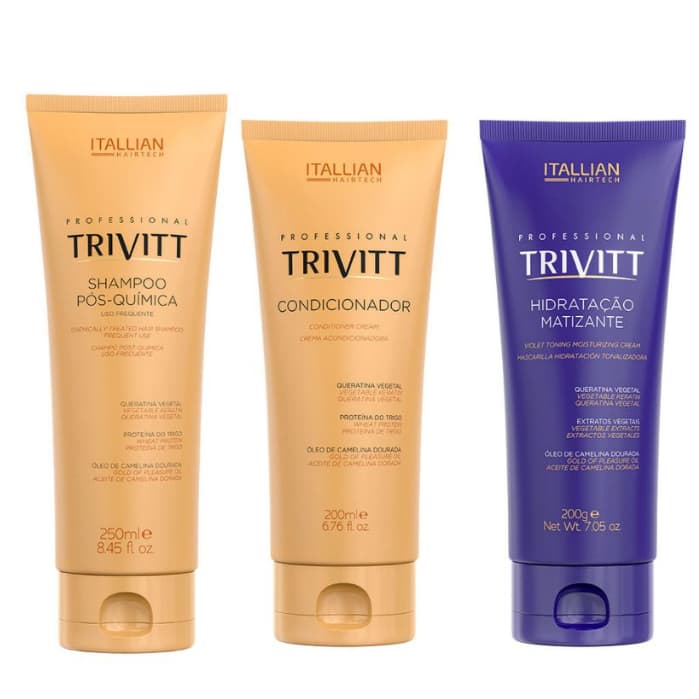 Trivitt Shampoo Pós Quimica + Condicionador Hidratante E Máscara Matizante
