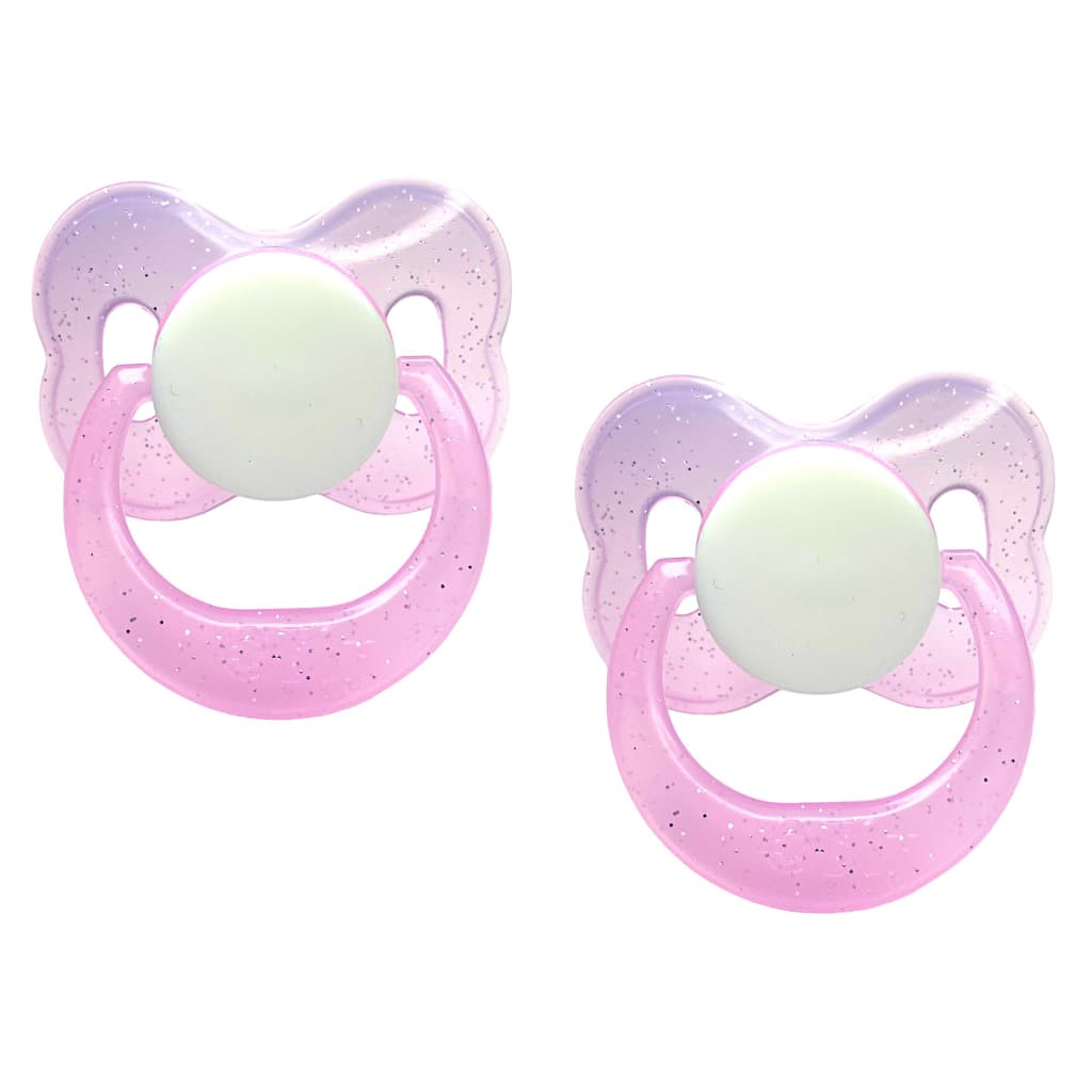 Chupeta Sem Bico Rosa Glitter Azul Brilhante (Pac C/50) - Chupetas Sem Bico Para Bebê Reborn Pacote Com 50 Chupetas