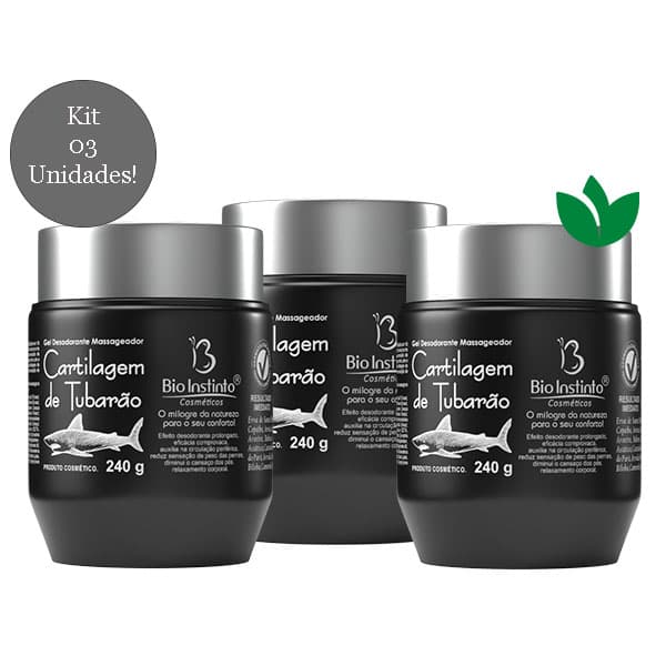 Kit Com 3 Unidades Gel Cartilagem com 18 Ervas 240g Bio Instinto