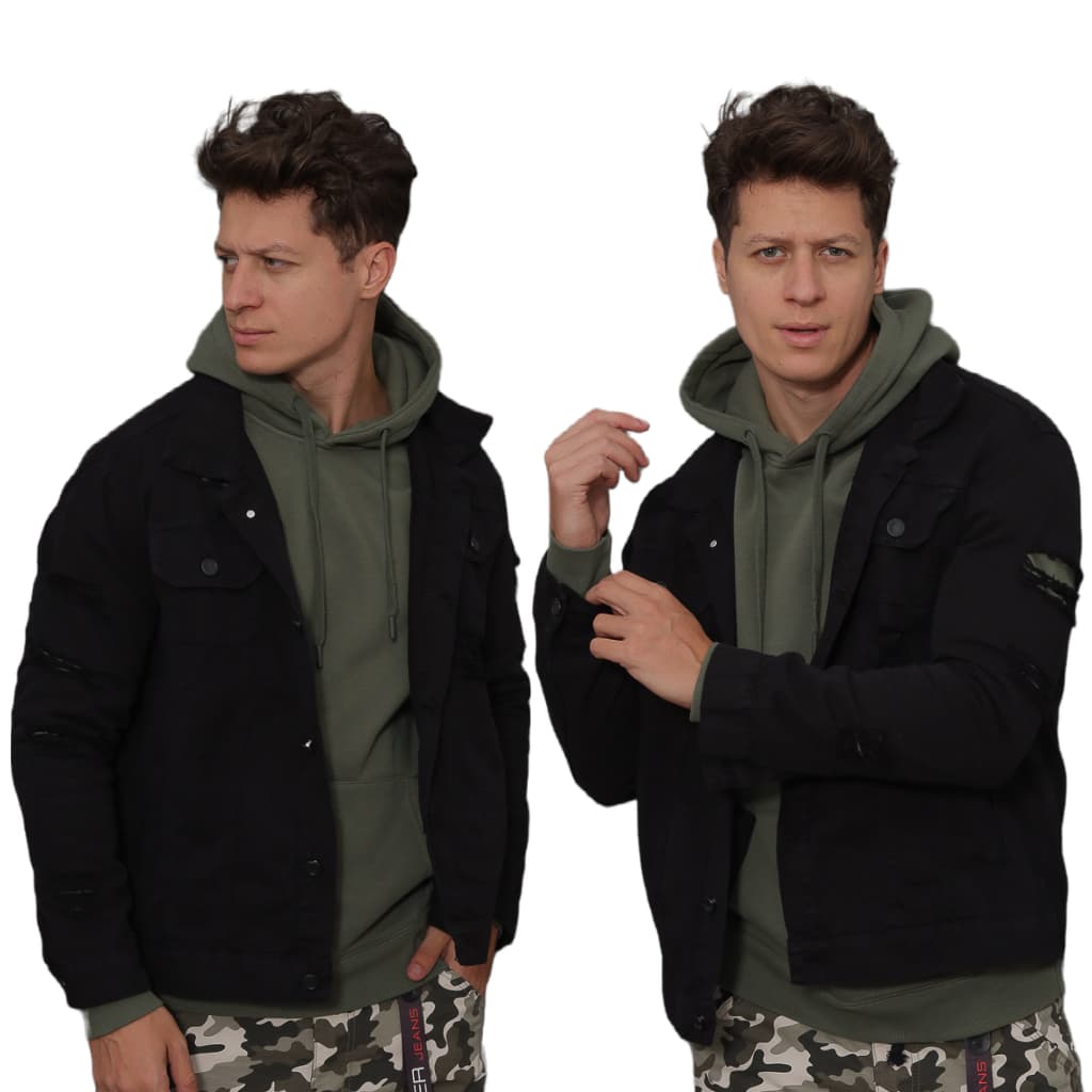 Jaqueta Masculina Preta - 100% Algodão - Casaco Masculino - Jaqueta Masculina Casual