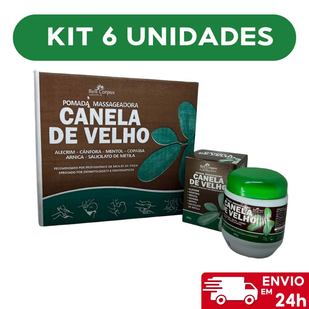 Kit 6 Gel Massageador Canela de Velho 240g - Pote - Bell Corpus
